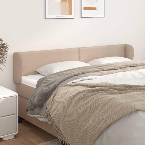 Sengegavl med kanter 183x23x78/88 cm kunstlæder cappuccino