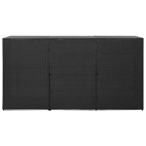 Tredobbelt skraldespandsskjuler 229x78x120 cm polyrattan sort