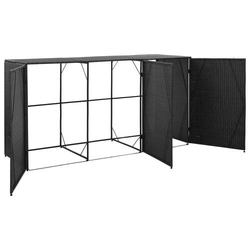Tredobbelt skraldespandsskjuler 229x78x120 cm polyrattan sort