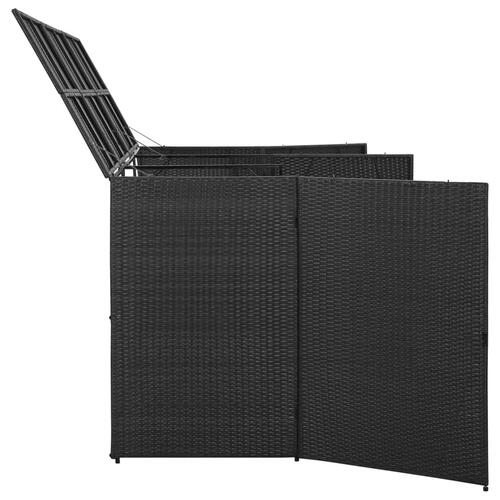 Tredobbelt skraldespandsskjuler 229x78x120 cm polyrattan sort