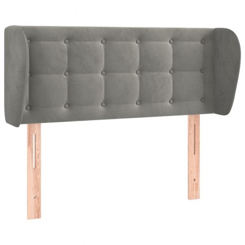 Sengegavl med kanter 83 x 23 x 78/88 cm fløjl - lysegrå