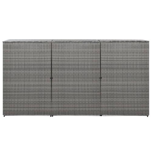 Tredobbelt skraldespandsskjuler 229x78x120 cm polyrattan grå