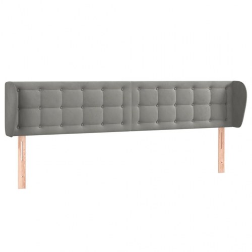 Sengegavl med kanter i fløjl 203 x 23 x 78/88 cm - lysegrå