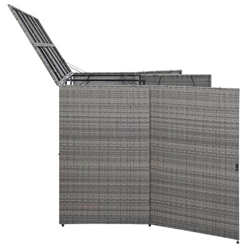 Tredobbelt skraldespandsskjuler 229x78x120 cm polyrattan grå