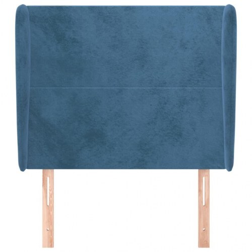 Sengegavl med kanter i fløjl 83 x 23 x 118/128 cm - mørkeblå