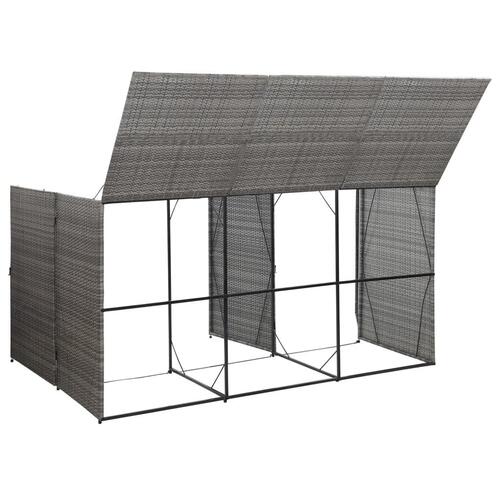 Tredobbelt skraldespandsskjuler 229x78x120 cm polyrattan grå