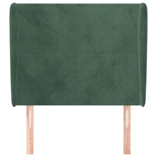 Sengegavl med kanter i fløjl 103 x 23 x 118/128 cm - mørkegrøn