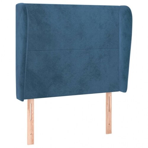 Sengegavl med kanter 103 x 23 x 118/128 cm i fløjl - mørkeblå