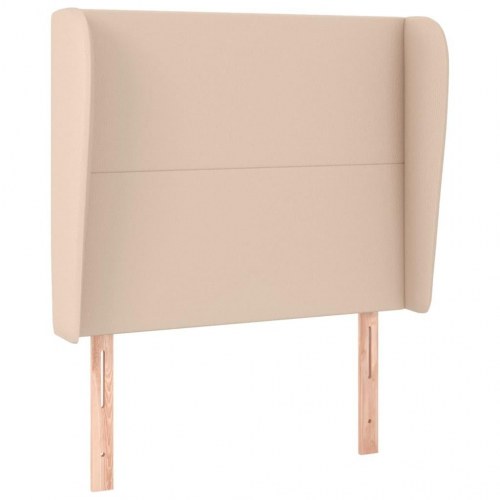 Sengegavl med kanter i kunstlæder 83 x 23 x 118/128 cm - cappuccino