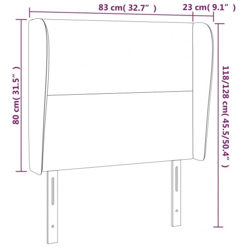 Sengegavl med kanter i kunstlæder 83 x 23 x 118/128 cm - cappuccino