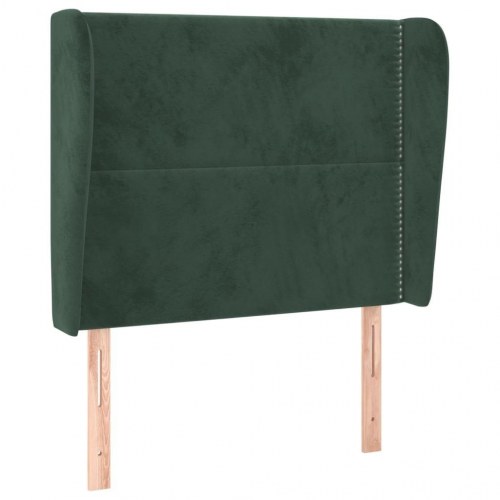 Sengegavl med kanter 83x23x118/128 cm fløjl mørkegrøn