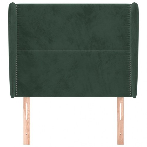 Sengegavl med kanter 83x23x118/128 cm fløjl mørkegrøn