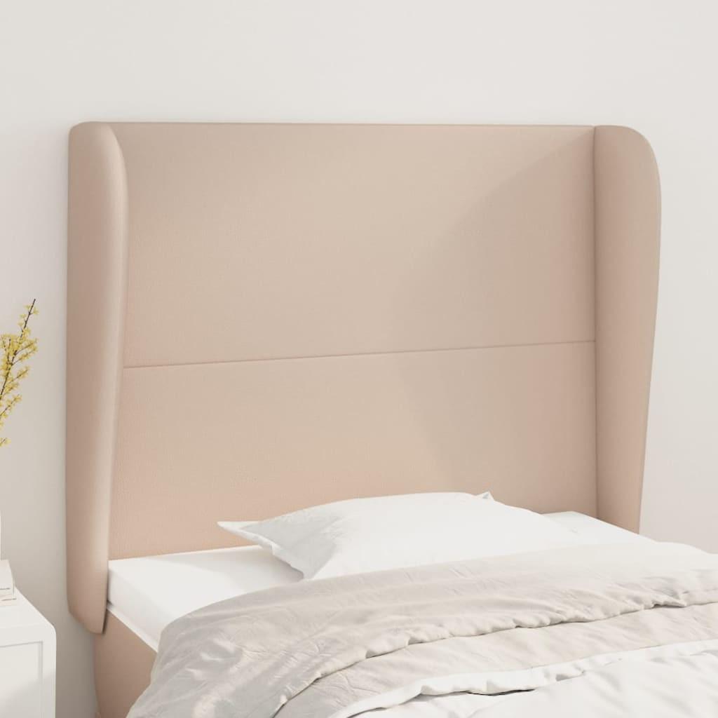Sengegavl med kanter 93×23×118/128 cm - kunstlæder, cappuccino billede