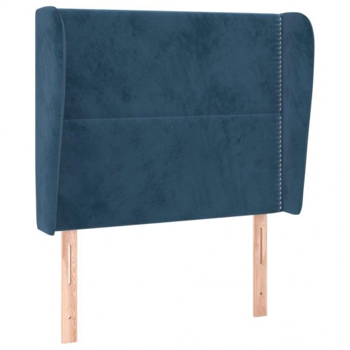 Sengegavl med kanter 83×23×118/128 cm - fløjl, mørkeblå