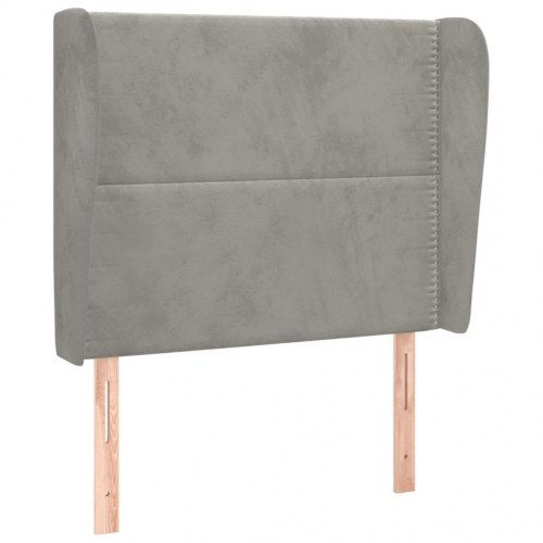 Sengegavl med kanter 93x23x118/128 cm fløjl lysegrå