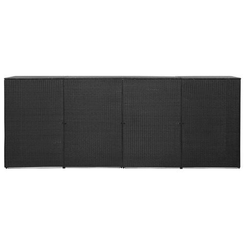 Firdobbelt skraldespandsskjuler 305x78x120 cm polyrattan sort