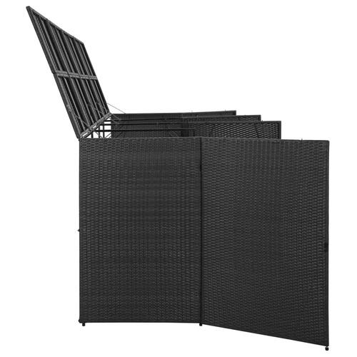 Firdobbelt skraldespandsskjuler 305x78x120 cm polyrattan sort