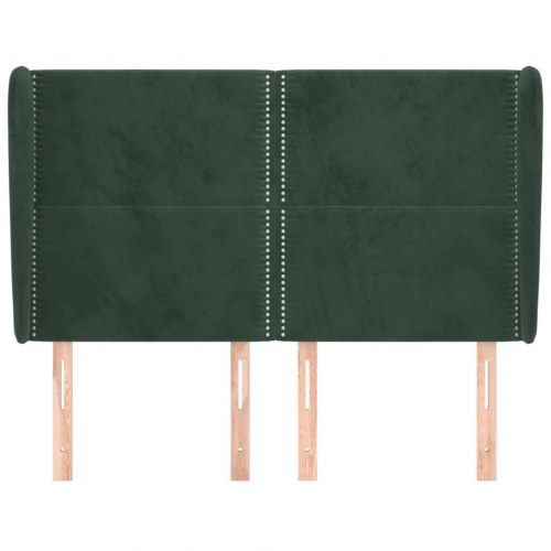 Sengegavl med kanter 147x23x118/128 cm fløjl mørkegrøn