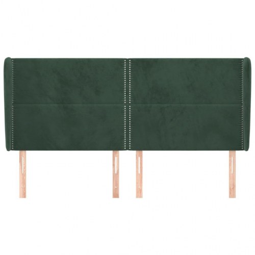 Sengegavl med kanter 203 x 23 x 118/128 cm - mørkegrøn