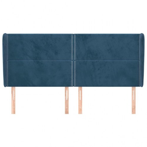Sengegavl med kanter 203 x 23 x 118/128 cm - mørkeblå