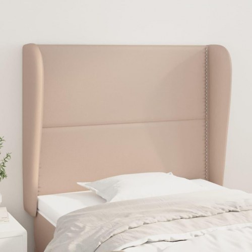 Sengegavl med kanter 93x23x118/128 cm kunstlæder cappuccino