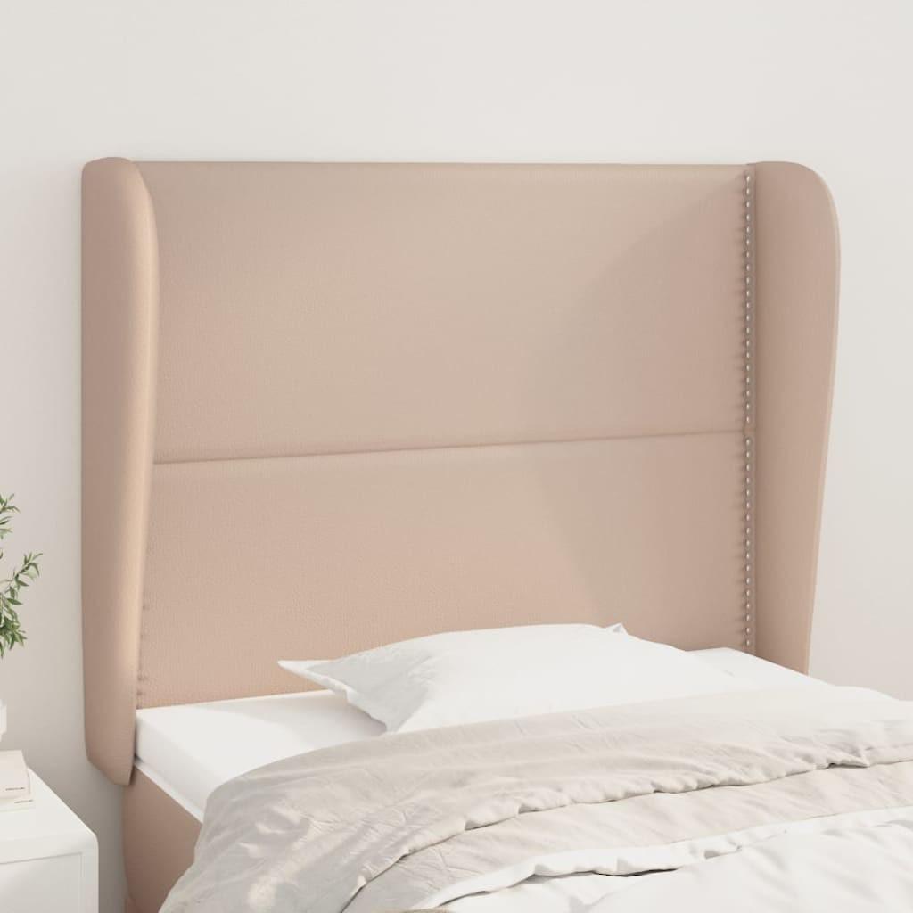 Sengegavl med kanter 93x23x118/128 cm kunstlæder cappuccino