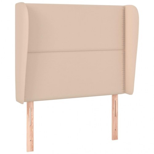 Sengegavl med kanter 93x23x118/128 cm kunstlæder cappuccino