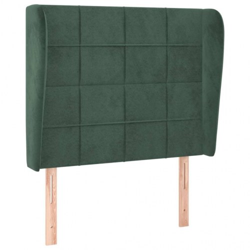 Sengegavl med kanter i fløjl 83 x 23 x 118/128 cm - mørkegrøn