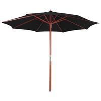 Parasol med træstang 300x258 cm sort