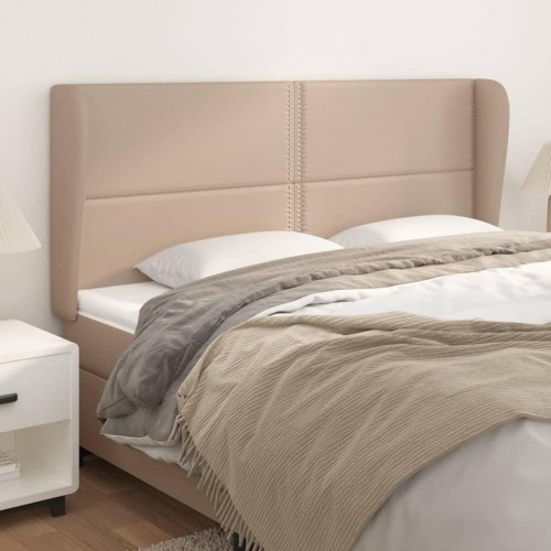 Sengegavl med kanter 183x23x118/128 cm kunstlæder cappuccino