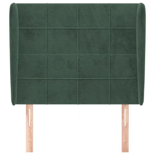 Sengegavl med kanter i fløjl 93 x 23 x 118/128 cm - mørkegrøn