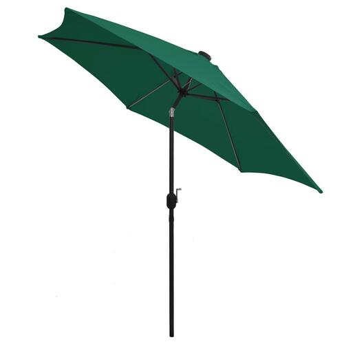 Udendørs parasol med LED-lys og aluminiumsstang 300 cm grøn