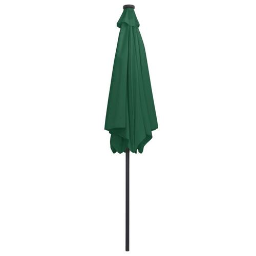 Udendørs parasol med LED-lys og aluminiumsstang 300 cm grøn