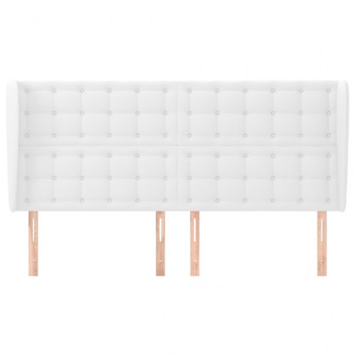 Sengegavl med kanter 203 x 23 x 118/128 cm - hvid