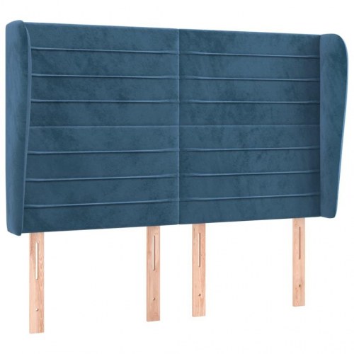 Sengegavl med kanter 147 x 23 x 118/128 cm - mørkeblå