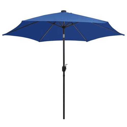 Parasol med LED-lys og aluminiumsstang 300 cm azurblå