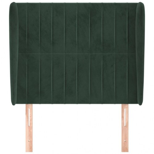 Sengegavl med kanter i fløjl - mørkegrøn, 83 x 23 x 118/128 cm