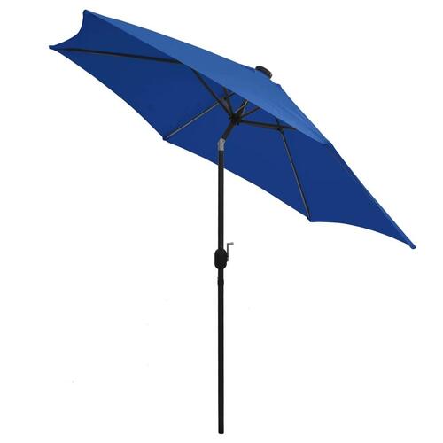 Parasol med LED-lys og aluminiumsstang 300 cm azurblå