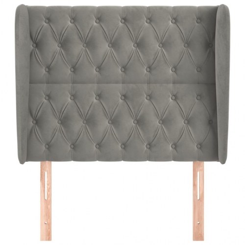 Sengegavl med kanter 93 x 23 x 118/128 cm - lysegrå fløjl