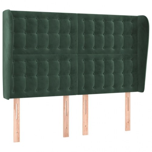 Sengegavl med kanter i fløjl 147 x 23 x 118/128 cm - mørkegrøn