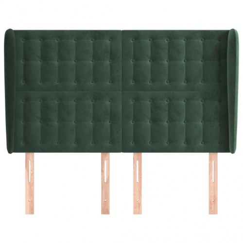 Sengegavl med kanter i fløjl 147 x 23 x 118/128 cm - mørkegrøn