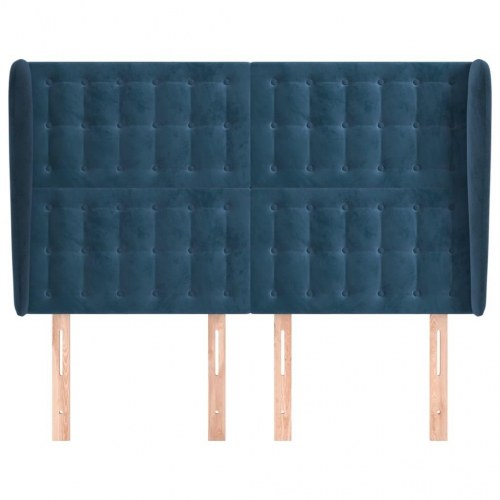 Sengegavl med kanter 147 x 23 x 118/128 cm - mørkeblå