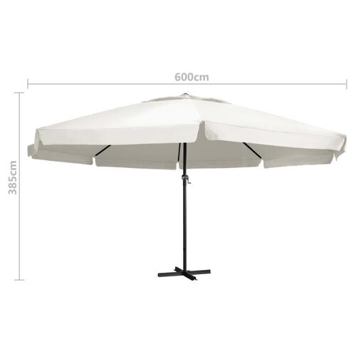 Udendørs parasol med aluminiumsstang 600 cm sandfarvet