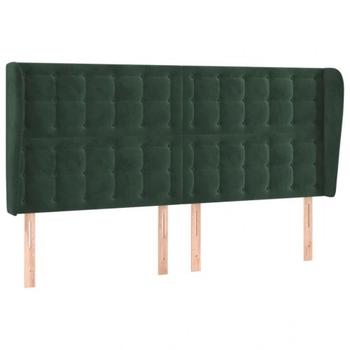 Sengegavl med kanter i fløjl 183 x 23 x 118/128 cm - mørkegrøn