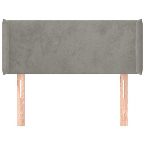 Sengegavl med kanter i fløjl - 83×16×78/88 cm, lysegrå