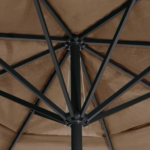 Udendørs parasol med aluminiumsstang 600 cm gråbrun