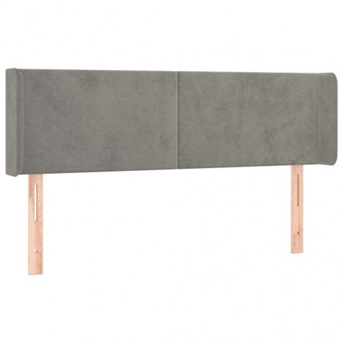 Sengegavl med kanter i fløjl - 147x16x78/88 cm, lysegrå