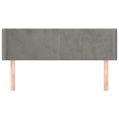 Sengegavl med kanter i fløjl - 147x16x78/88 cm, lysegrå