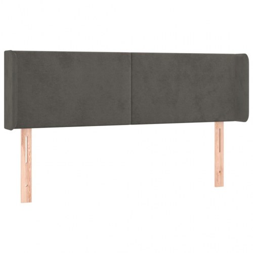 Sengegavl med kanter 147x16x78/88 cm - fløjl, mørkegrå