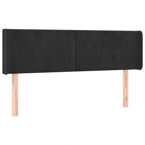 Sengegavl med kanter i fløjl - 147×16×78/88 cm, sort